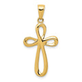 14k Polished Ribbon Cross Pendant, 34 x 16 mm