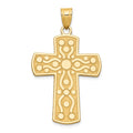 14k Cross Pendant with Serenity Prayer on Back, 41.5 x 25 mm