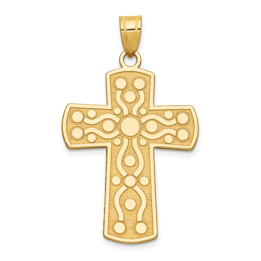14k Cross Pendant with Serenity Prayer on Back, 41.5 x 25 mm