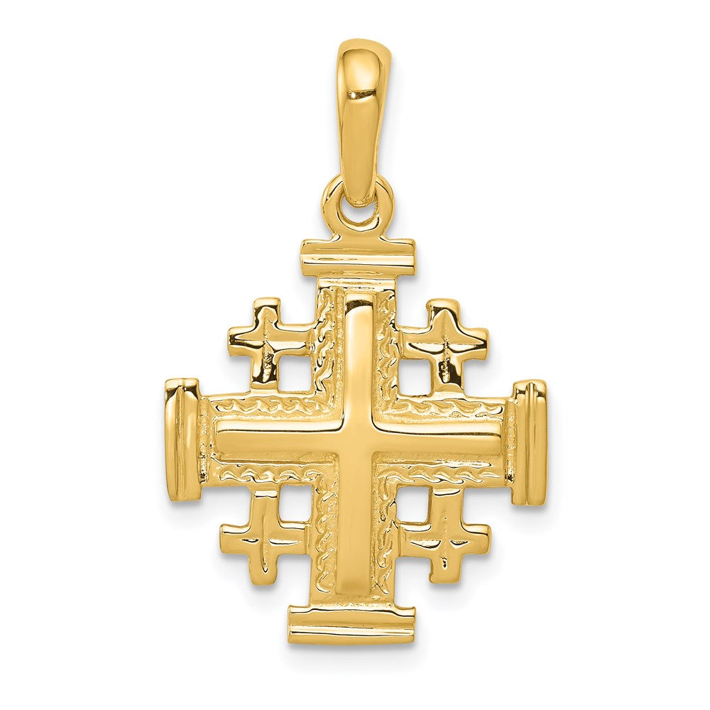 14k Jerusalem Cross Pendant, 30 x 24 mm