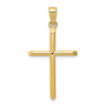 14k Polished Tube Cross Pendant, 37 x 19 mm