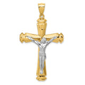 14k Polished Two-tone Crucifix Pendant, 61 x 34 mm