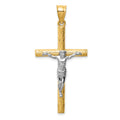 14k Two-tone Crucifix Pendant, 47 x 25 mm