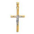 14k Two-tone Crucifix Pendant, 39 x 20 mm