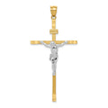14k Two-tone Crucifix Pendant, 55 x 26 mm