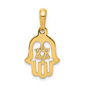 14k Star of David Chamseh Pendant, 25 x 13 mm