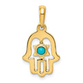 14k Turquoise Chamseh Pendant, 25 x 13 mm