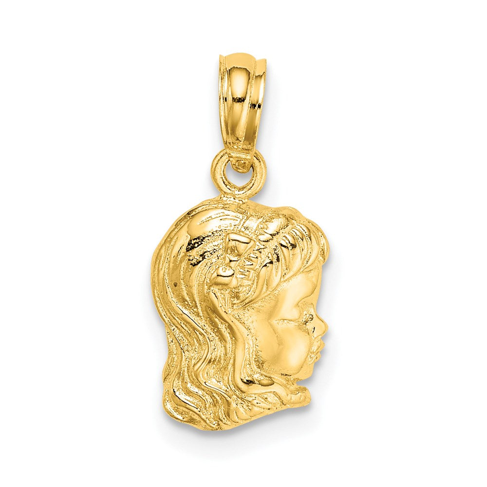 14k Girl Head Charm, 15.2 x 8.7 mm