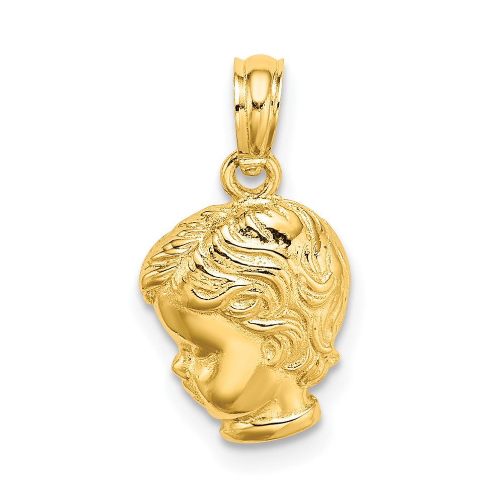 14k Boy Head Charm, 15.8 x 9.6 mm