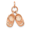 14k Rose Gold 3-D Moveable Baby Shoes Charm, 16 x 15 mm