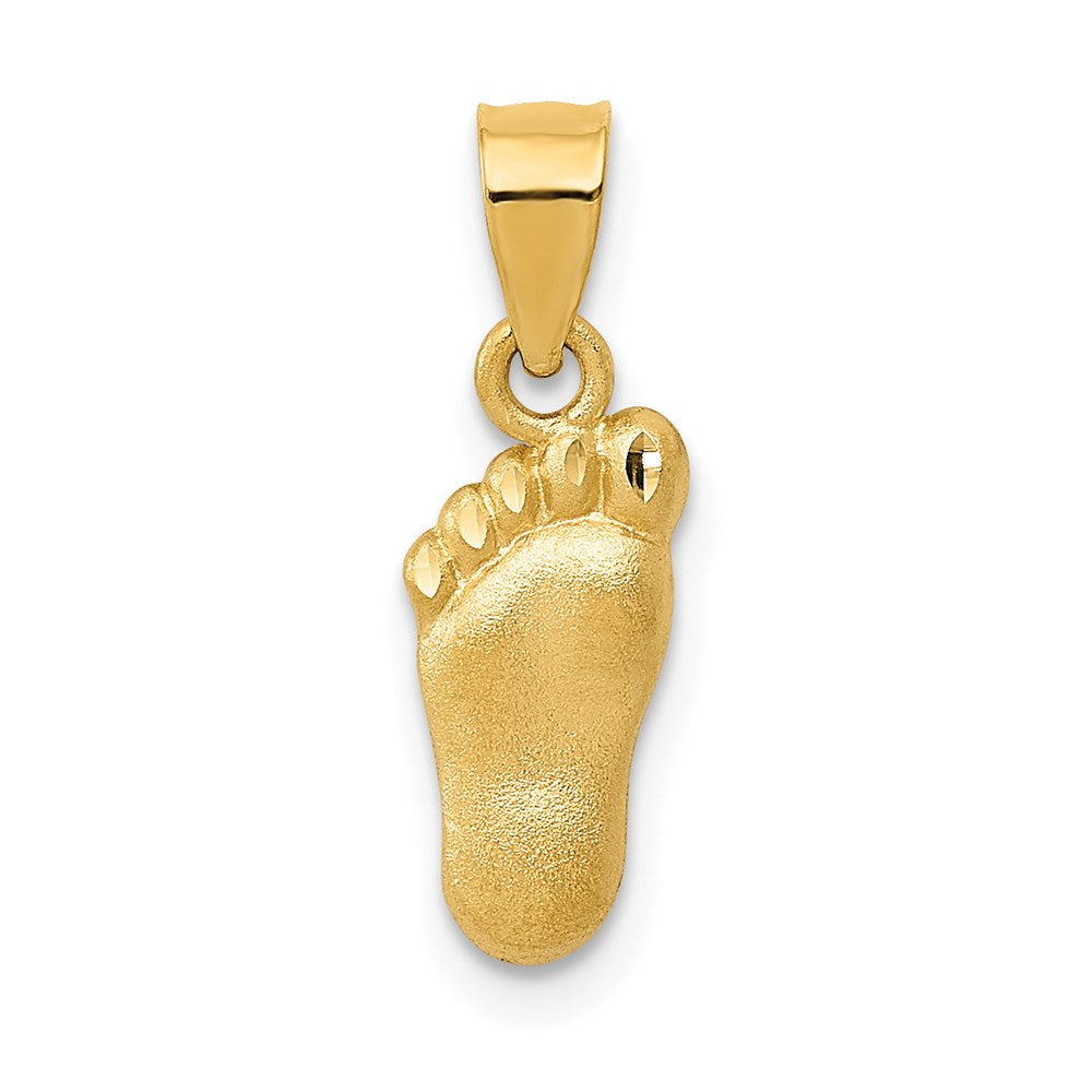 14k Diamond-cut Foot Charm, 23 x 6 mm