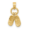 14k 3-D Moveable Baby Shoes Charm, 15.4 x 9.22 mm