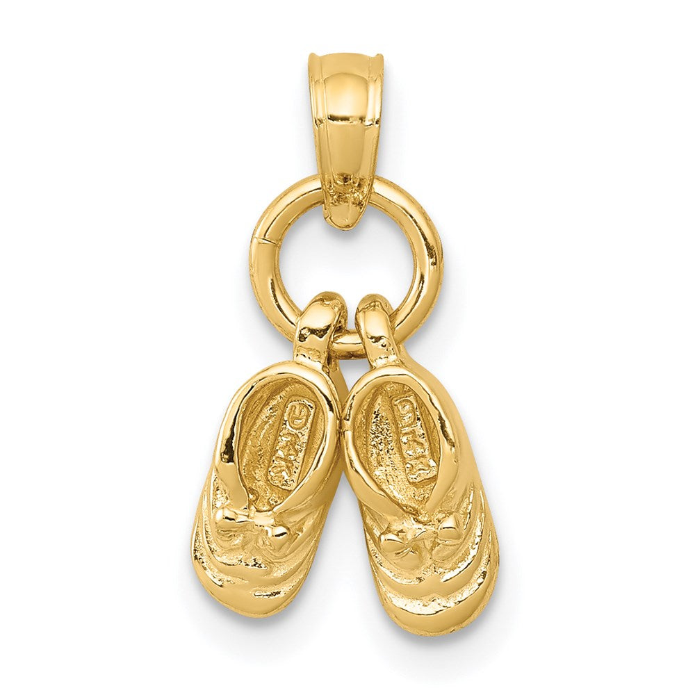 14k 3-D Moveable Baby Shoes Charm, 15.4 x 9.22 mm