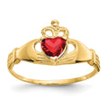 14k CZ January Birthstone Claddagh Heart Ring, Size 7