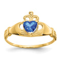 14k CZ September Birthstone Claddagh Heart Ring, Size 7