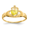 14k CZ November Birthstone Claddagh Heart Ring, Size 7