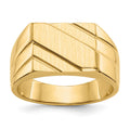 14k 13.0x11.0mm Open Back Diagonal Mens Signet Ring, Size 10