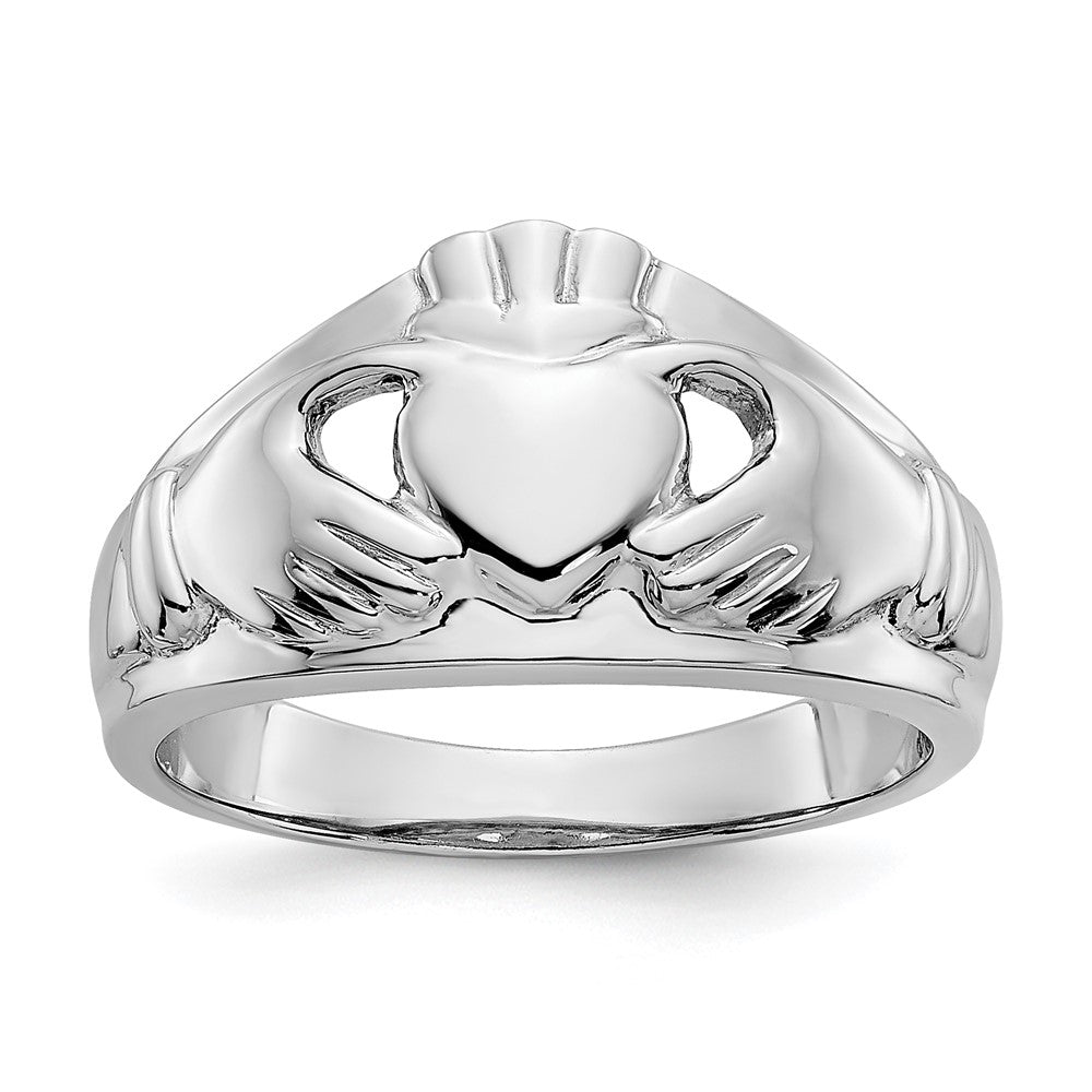 14k White Gold Ladies Claddagh Ring, Size 6, 4.5 g