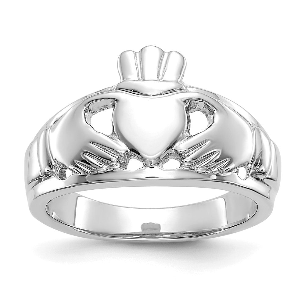 14k White Gold Ladies Claddagh Ring, Size 6.5, 4.96 g