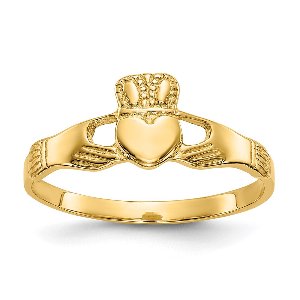 14k Ladies Polished Claddagh Ring, Size 6, 1.07 g