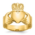 14k Polished Ladies Claddagh Ring, Size 6, 3.57 g