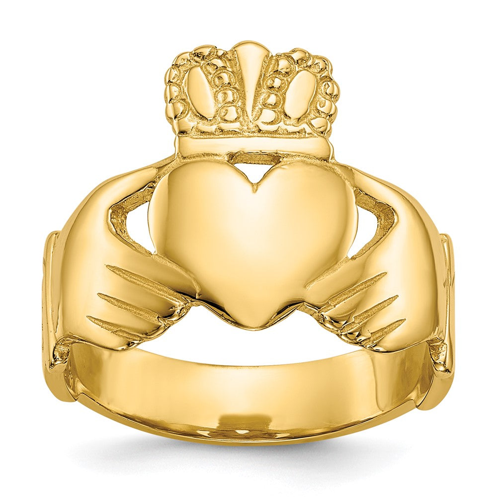 14k Polished Ladies Claddagh Ring, Size 6, 3.57 g