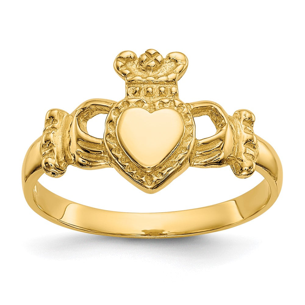 14k Polished Ladies Claddagh Ring, Size 6, 1.96 g