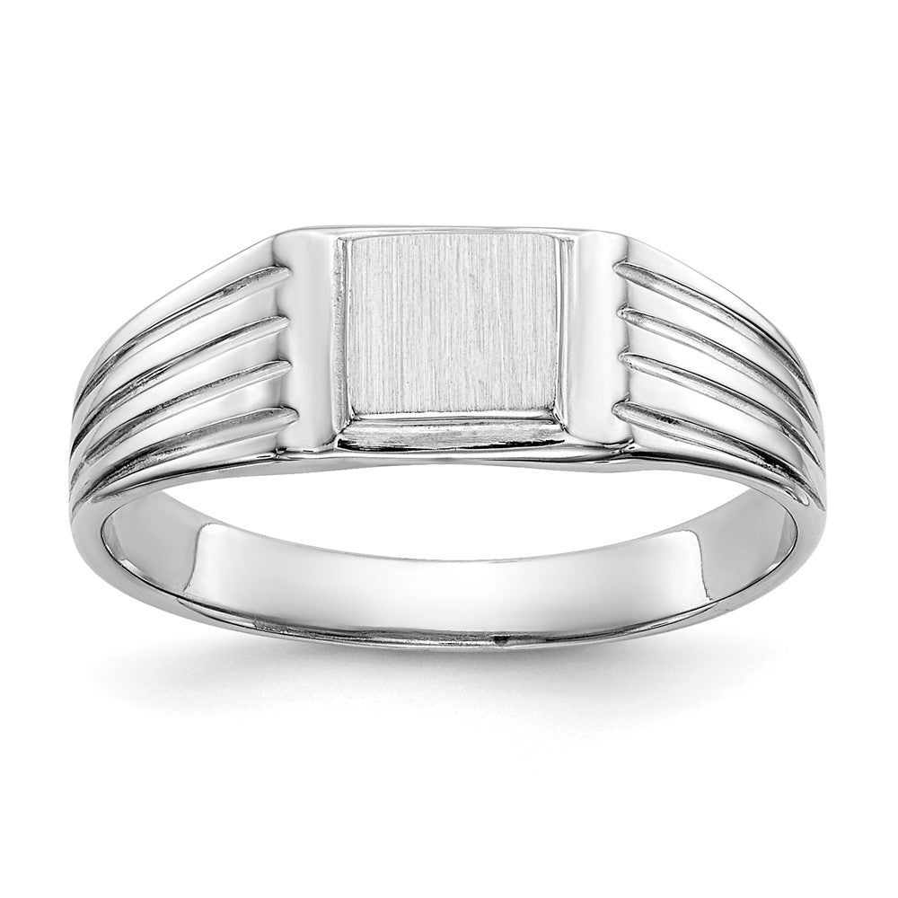 14k White Gold 5.25x5.0mm Open Back Size 5.5 Childs Square Signet Ring
