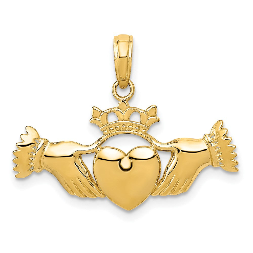 14k Polished Claddagh Pendant, 21.5 x 26 mm
