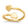 14k Double Heart Toe Ring, 0.61 g