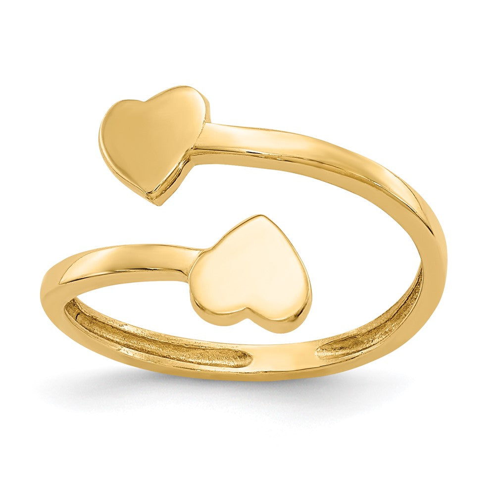 14k Double Heart Toe Ring, 0.61 g