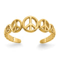 14k Peace Sign Toe Ring, 1.16 g