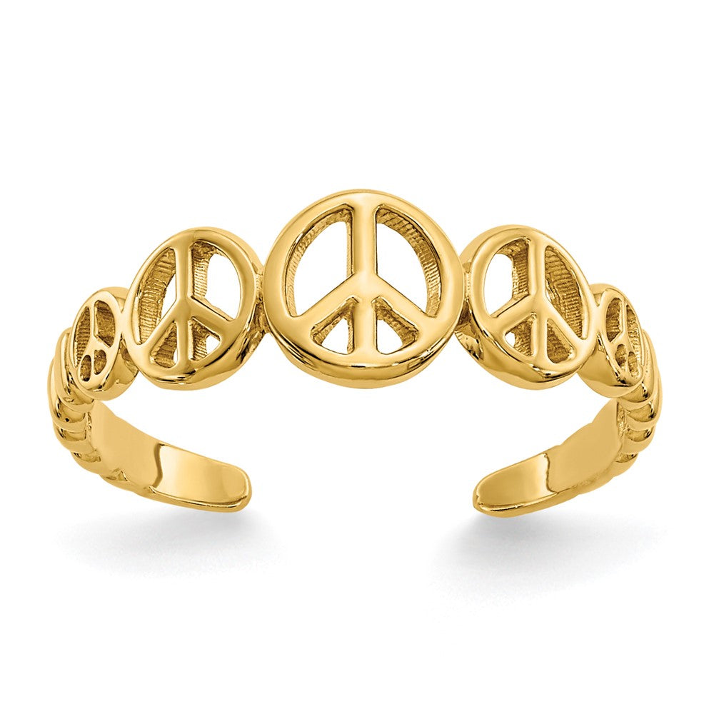 14k Peace Sign Toe Ring, 1.16 g