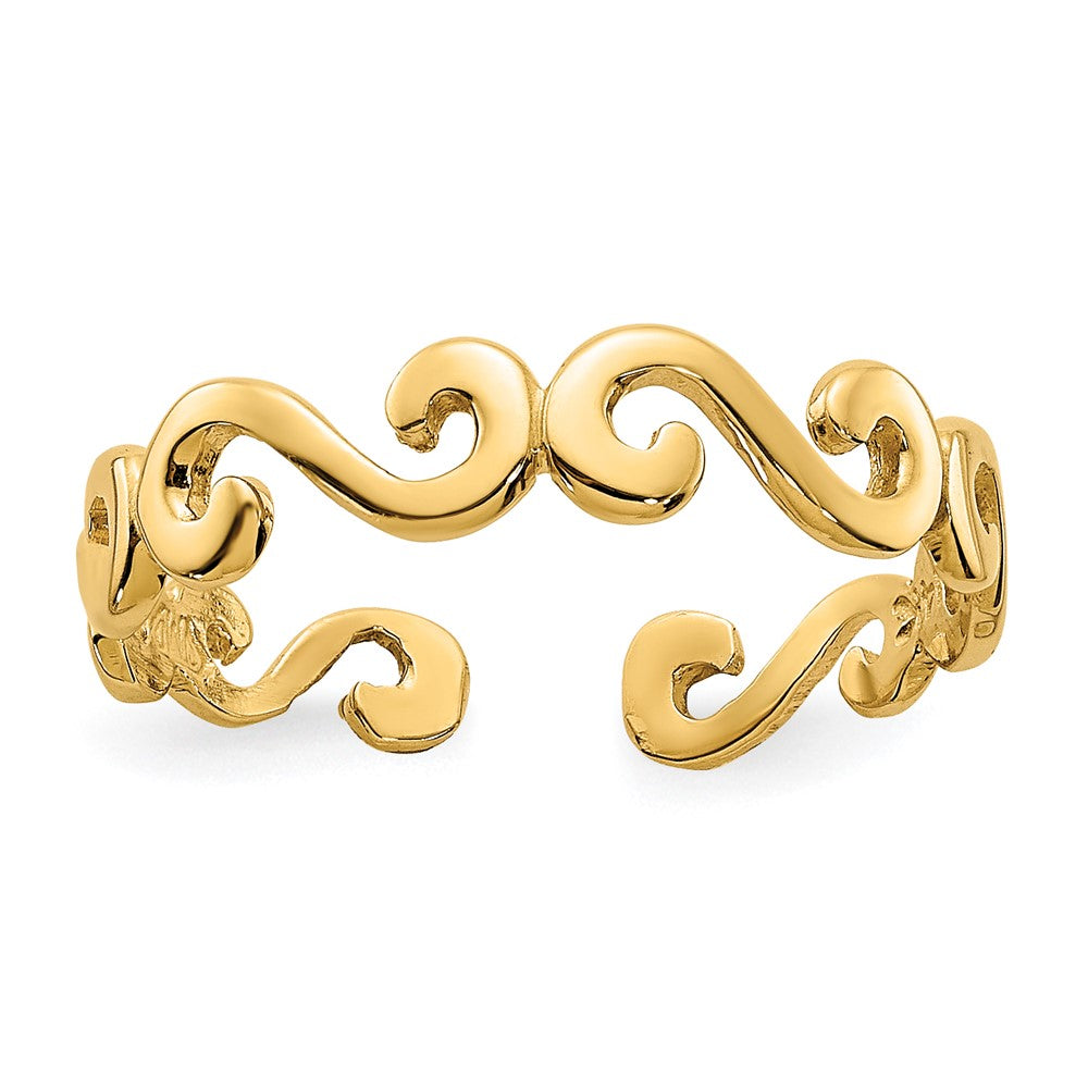 14k Swirl Toe Ring, 4 mm