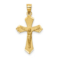 14k Satin Diamond-cut Crucifix Charm, 27 x 15 mm