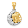 14k Two-tone Sun and Moon Charm, 21 x 14 mm