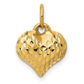 14K Polished and Textured 3-D Puffed Heart Pendant, 14 x 11 mm