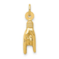 14K 3-D Rock On Sign Charm, 22 x 5 mm