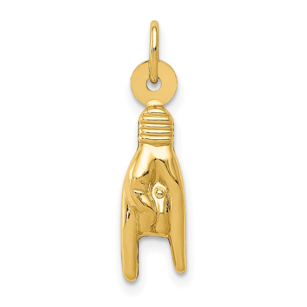 14K 3-D Rock On Sign Charm, 22 x 5 mm