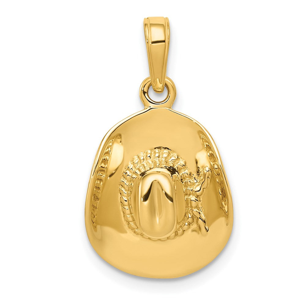 14k 3-D Cowboy Hat Pendant, 23.5 x 13 mm
