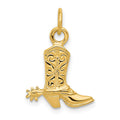 14k 3-D Cowboy Boot with Spur Pendant, 22 x 24 mm