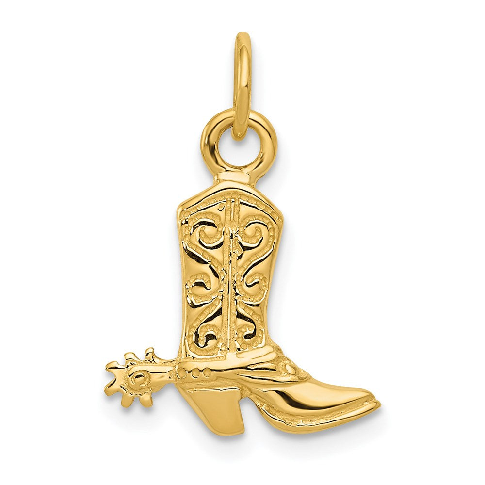 14k 3-D Cowboy Boot with Spur Pendant, 22 x 24 mm