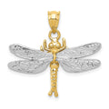 14k Two-tone Dragonfly Pendant, 24 x 27 mm