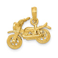 14k 3-D Motorcycle with Moveable Wheels Pendant, 15 x 19 mm