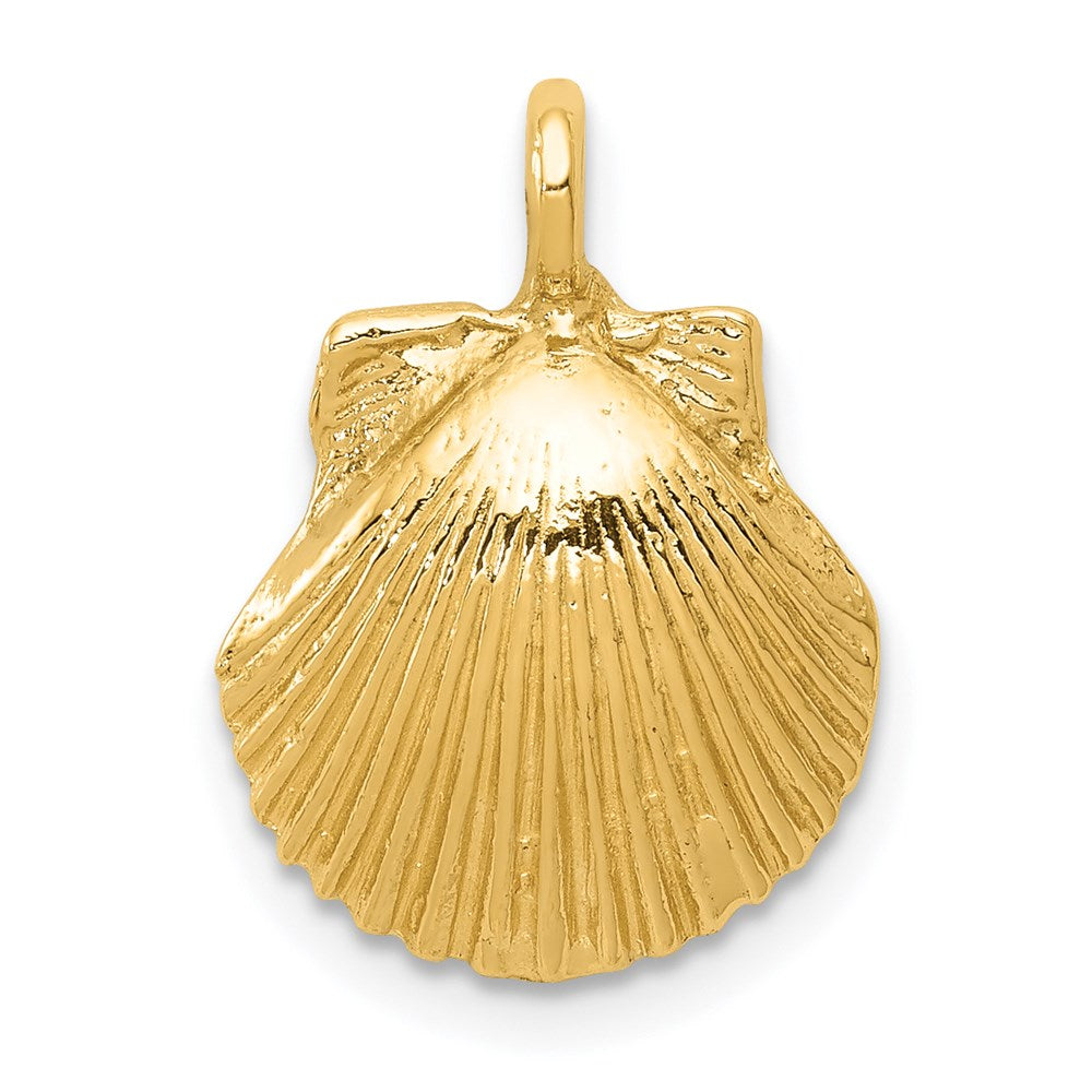 14k Seashell Pendant, 17 x 12 mm