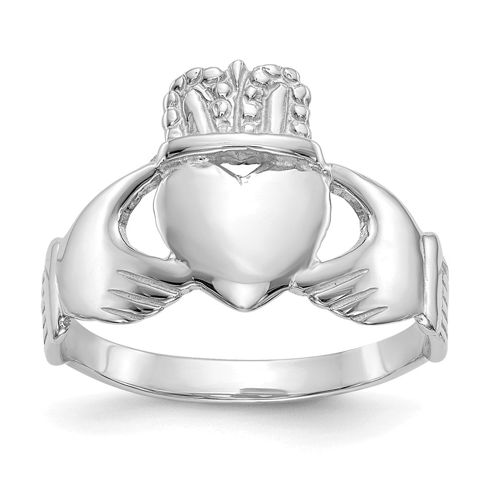 14k White Gold Ladies Claddagh Ring, Size 5.5