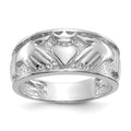 14k White Gold Mens Polished Claddagh Band, Size 10