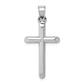 14k White Gold Hollow Cross Pendant, 34 x 17 mm