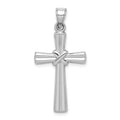 14k White Gold Hollow -X- Center Cross Pendant, 34 x 17 mm