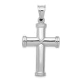 14k White Gold Hollow Cross Pendant, 48 x 25.75 mm